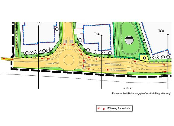 Vorschlag zur Radverkehrsführung Würzburger Str. auf Höhe Bebauungsplan "westlich Magnolienweg"