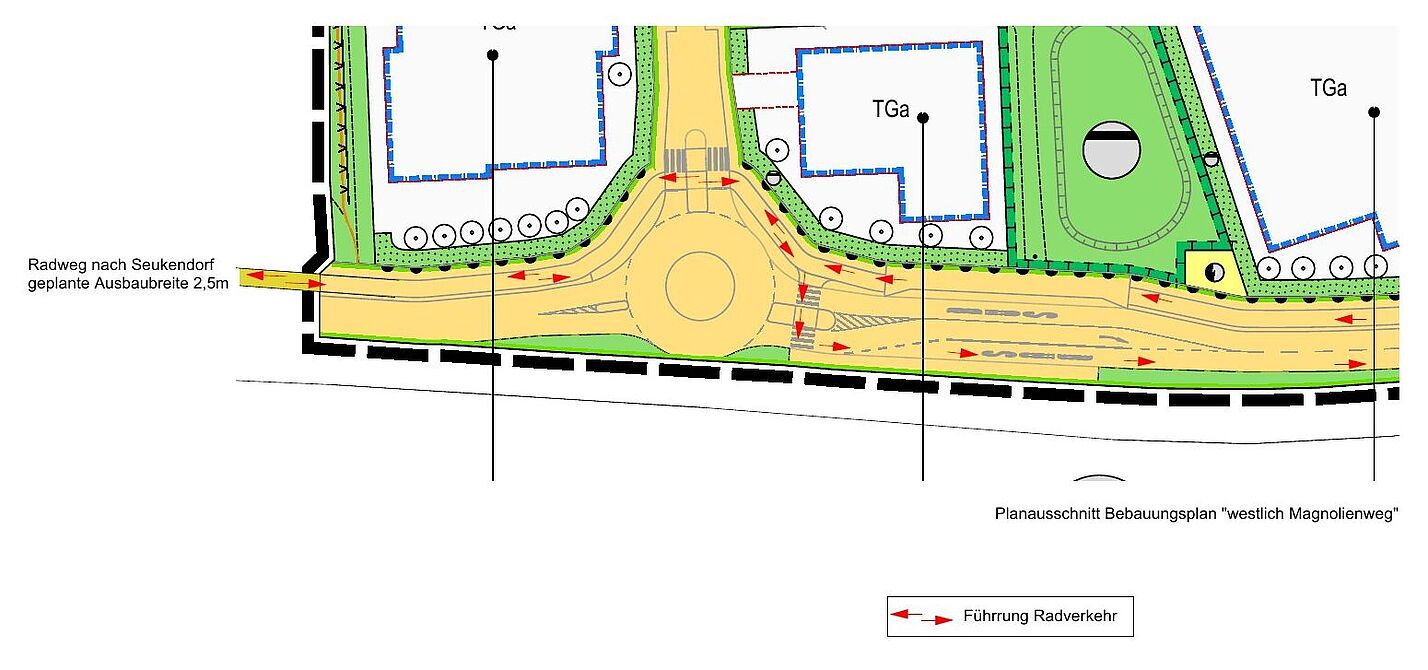Radweg Magnolienweg Vorschlag zur Radverkehrsführung Würzburger Str. auf Höhe Bebauungsplan "westlich Magnolienweg"