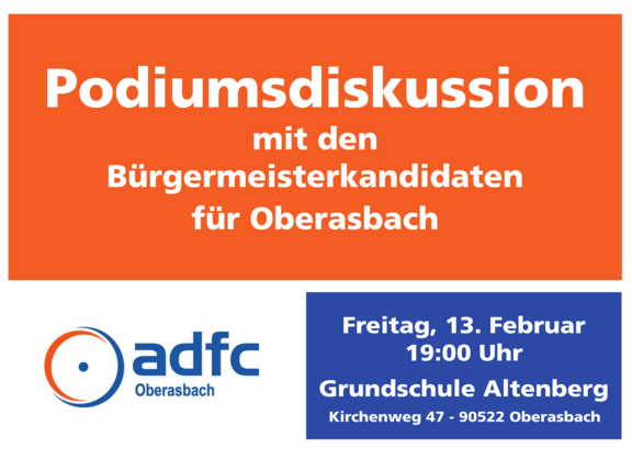 Podiumsdiskussion mit den Bürgermeisterkandidaten für Oberasbach