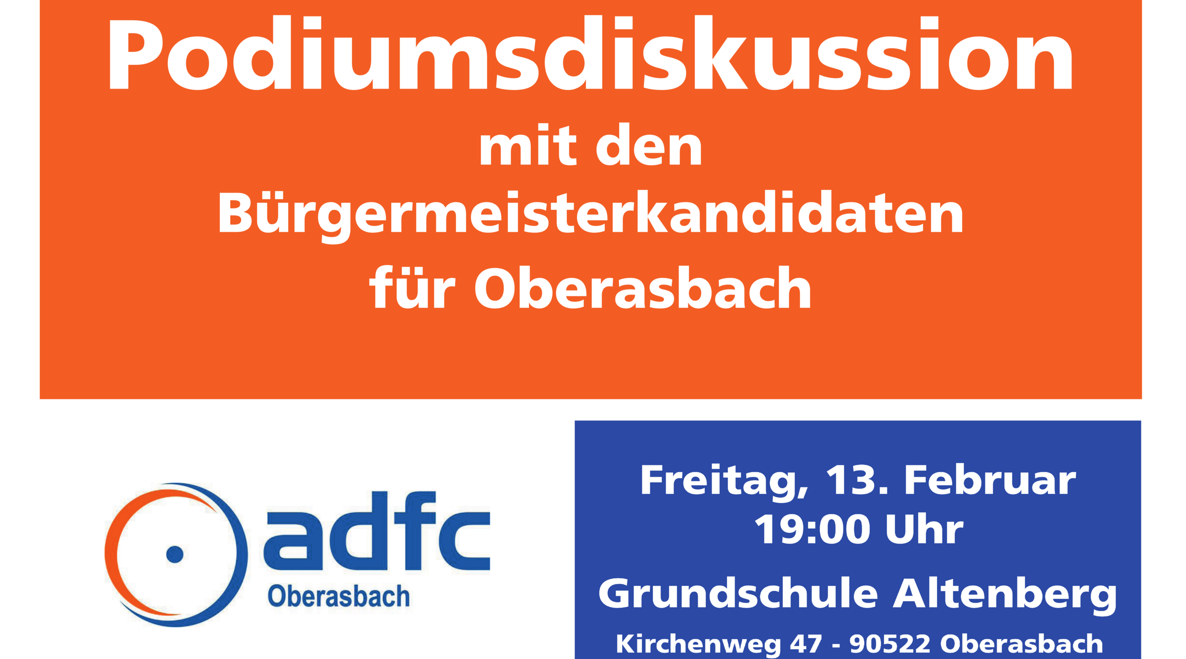 Podiumsdiskussion mit den Bürgermeisterkandidaten für Oberasbach