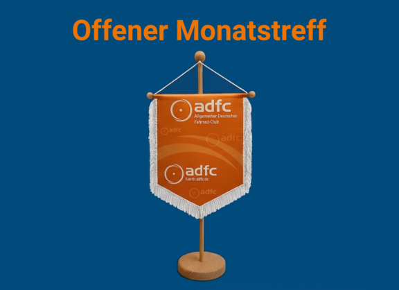 Wimpel des ADFC Fürth mit Titel "Offener Monatstreff"